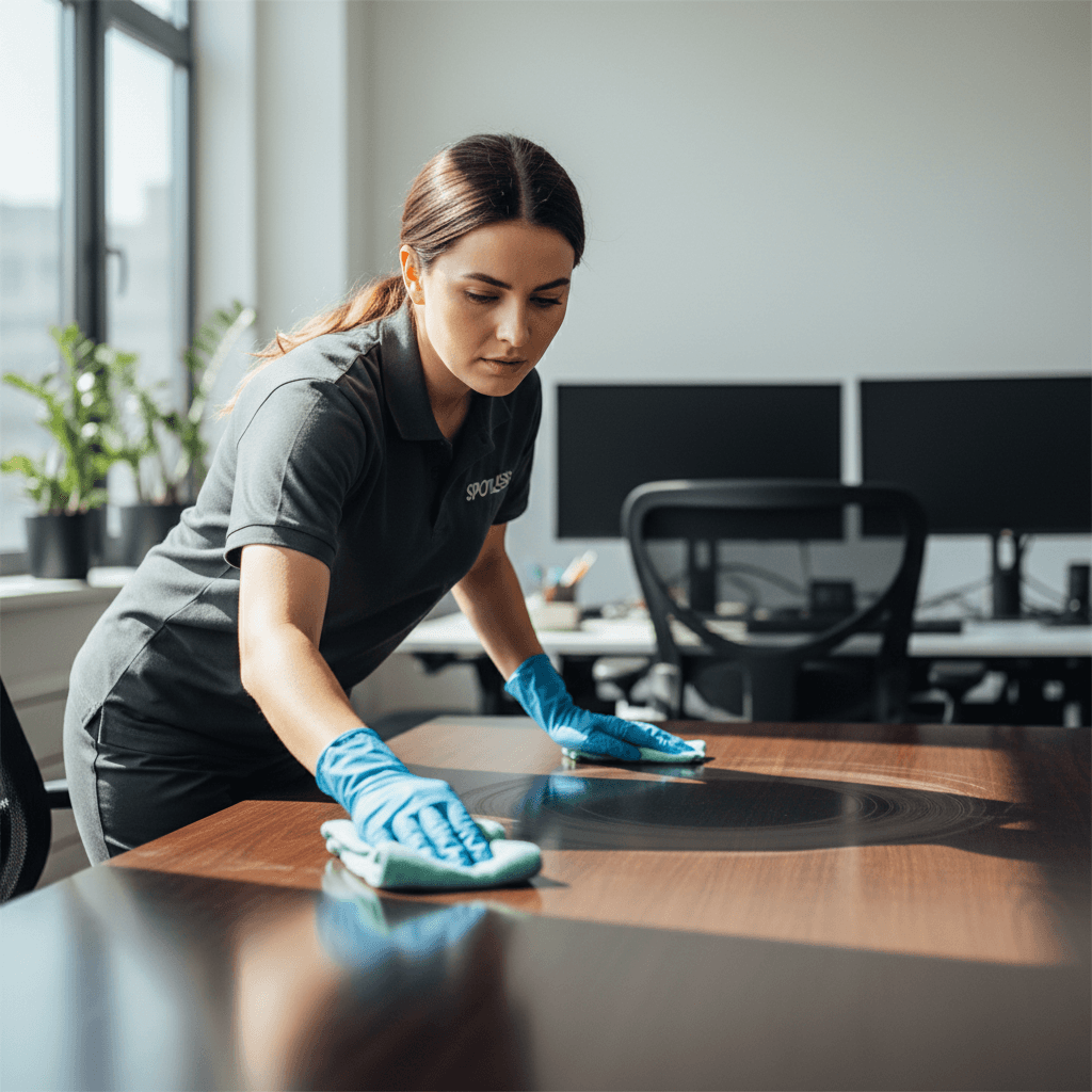 Professional cleaning technician in action