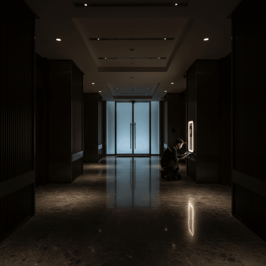 Commercial facility hallway with professional maintenance